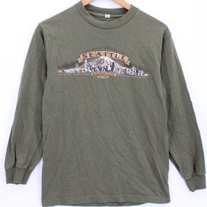 Vintage Alstyle Apparel Shirt Womens Brown Long Sleeve Seattle Small S Rare